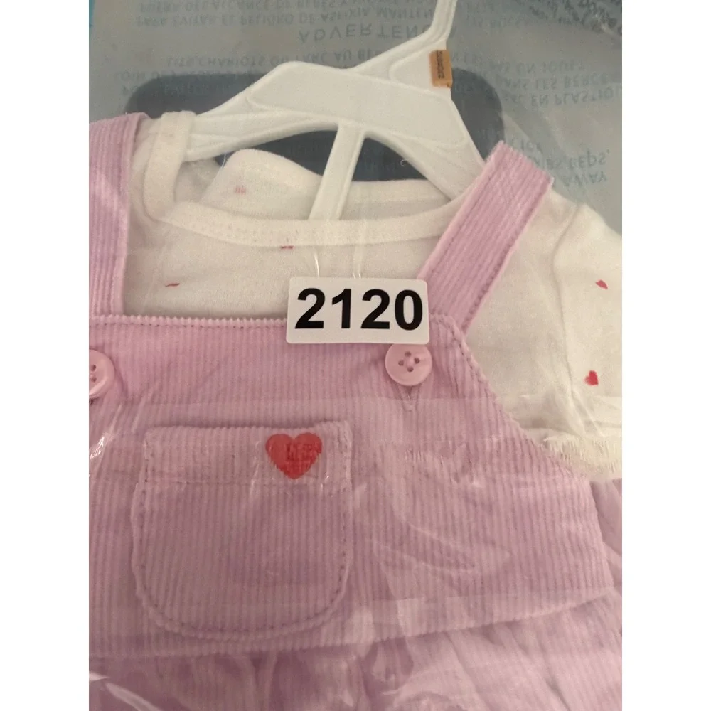 Carter's Baby Girls Corduroy‎ 3-Piece Heart Print Long Sleeve Dress Set Newborn - Picture 8 of 8
